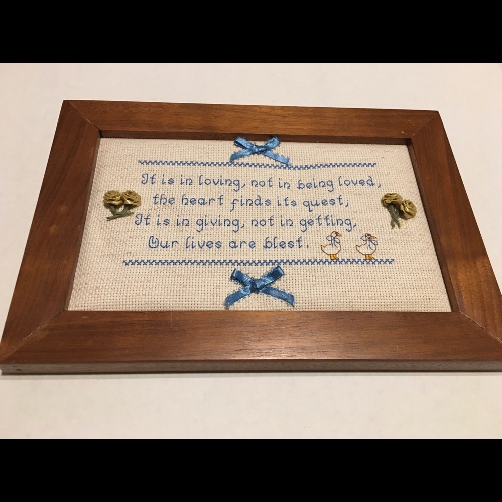 Framed embroidery art for marriage